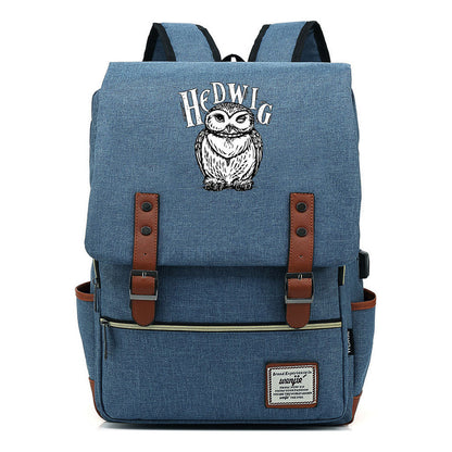 School Of Witchcraft And Wizardry Youth Student Backpack Usb Men's And Women's Leisure Belt Buckle Backpack