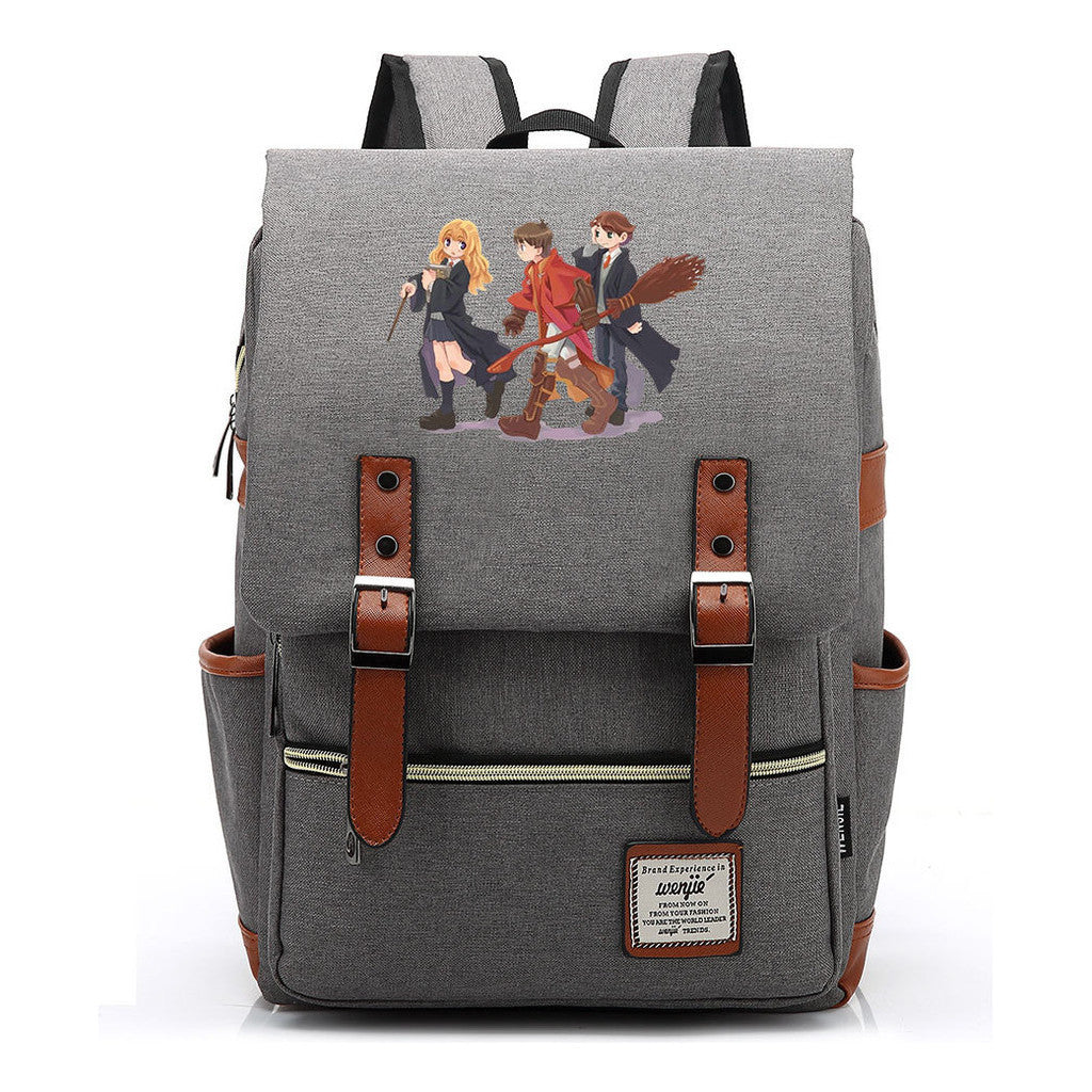School Of Witchcraft And Wizardry Printed Youth Student School Bag Casual Belt Buckle Classic Backpack