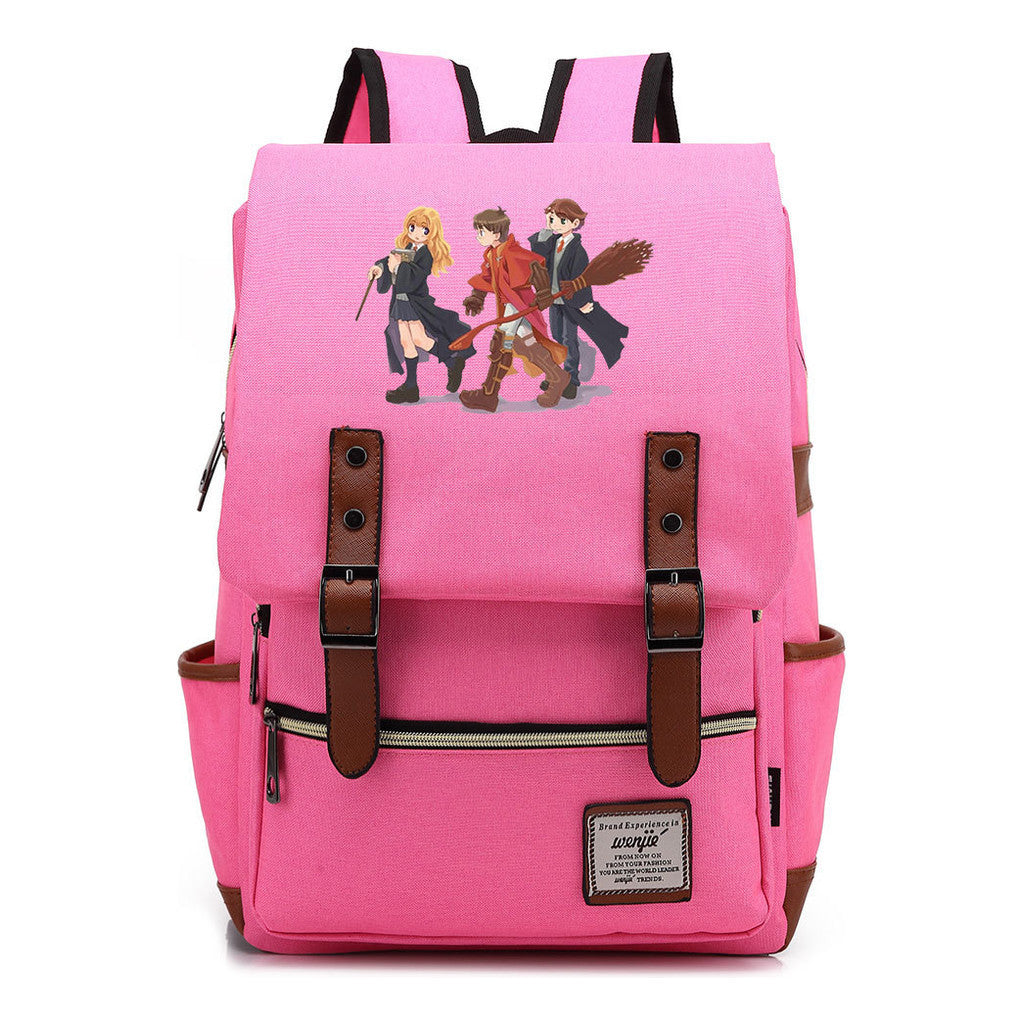 School Of Witchcraft And Wizardry Printed Youth Student School Bag Casual Belt Buckle Classic Backpack