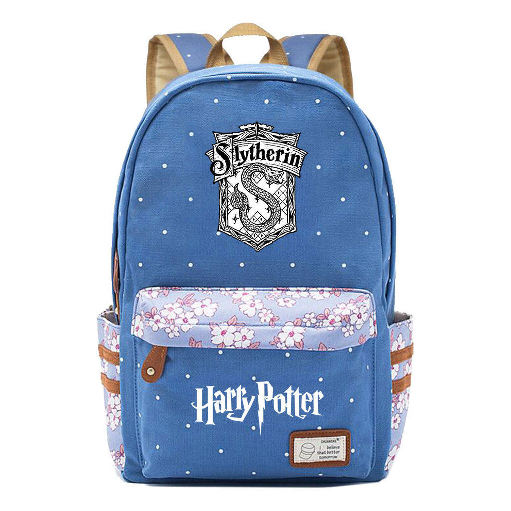 School Of Witchcraft And Wizardry Youth Student Backpack, Floral Canvas, Female Backpack
