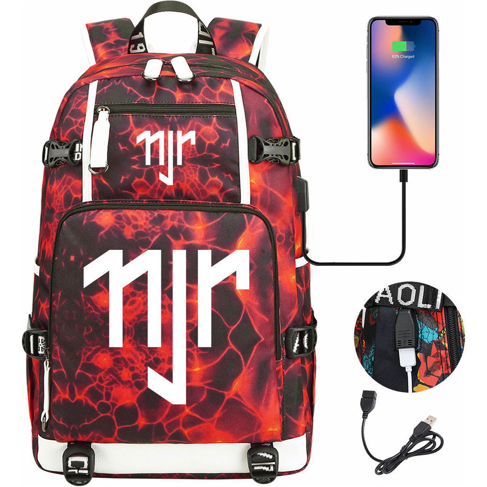 Football Star Neymar Printed Youth Student Backpack With Large Capacity