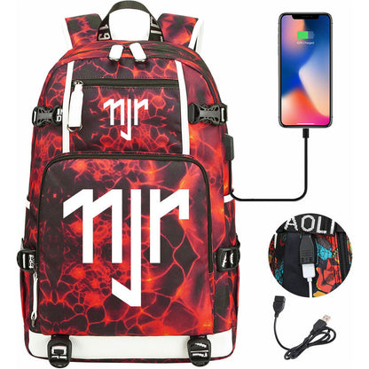 Football Star Neymar Printed Youth Student Backpack With Large Capacity