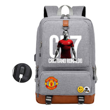 Football Star Cristiano Ronaldo Printed Usb Youth Student Backpack For Boys And Girls Leisure Travel Backpack