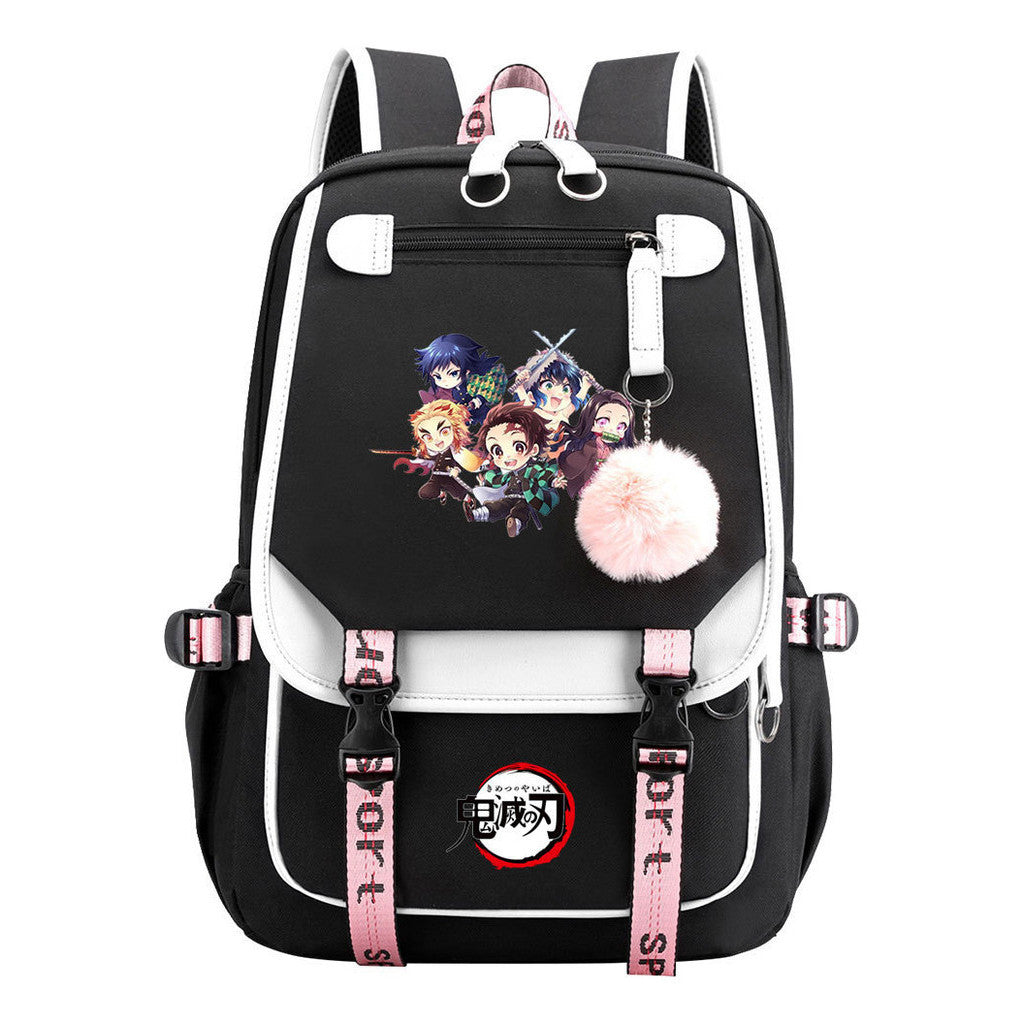 Cartoon Fashion Usb Youth Student Backpack Boy's And Girl's Leisure Ribbon Flip Backpack
