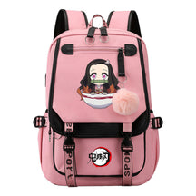 Cartoon Fashion Usb Youth Student Backpack Boy's And Girl's Leisure Ribbon Flip Backpack