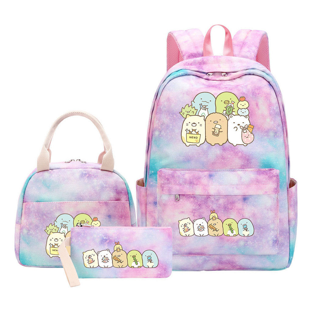 Game Corner Biology Youth Student Girls School Bag Lunch Bag Three Piece Set Backpack Set