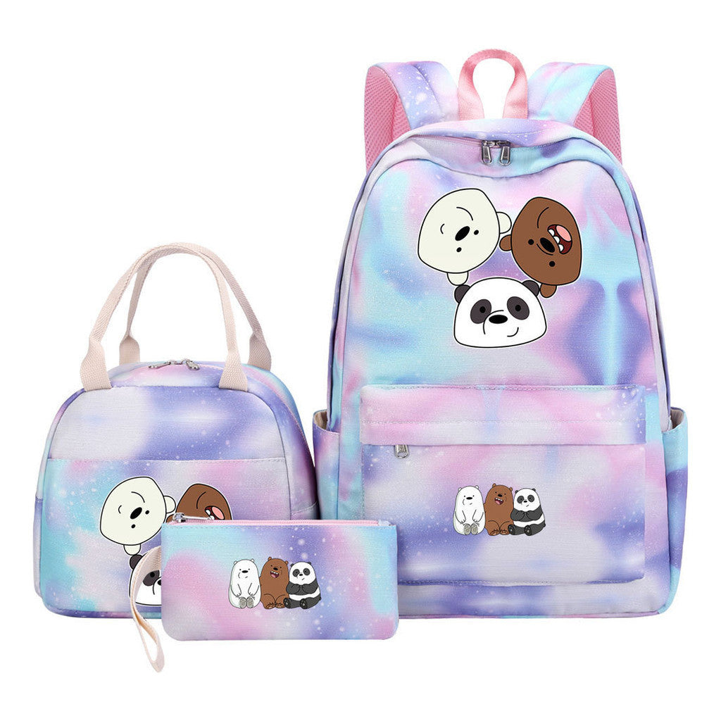 Cartoon Cute Three Cheap Bear Student Backpack Lunch Bag Three Piece Set Backpack Set