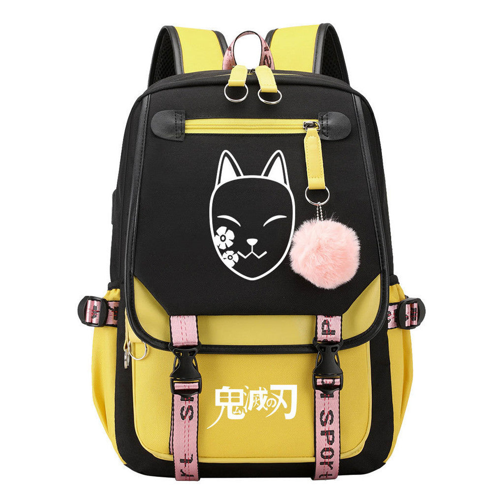 Cartoon Fashion Usb Youth Student School Bag Casual Ribbon Flip Backpack