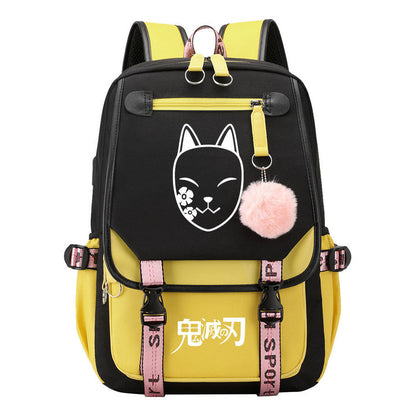 Cartoon Fashion Usb Youth Student School Bag Casual Ribbon Flip Backpack