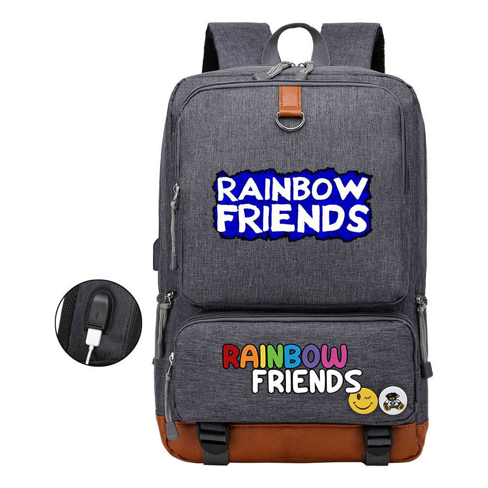 Rainbow Friend Usb Youth School Bag Leisure Travel Backpack