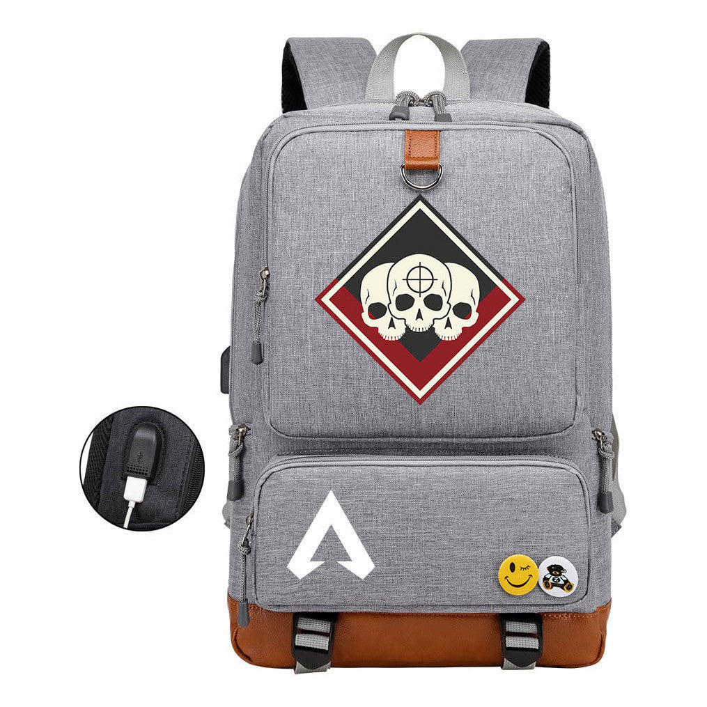 Apex Hero Print Usb Student Backpack Casual Backpack