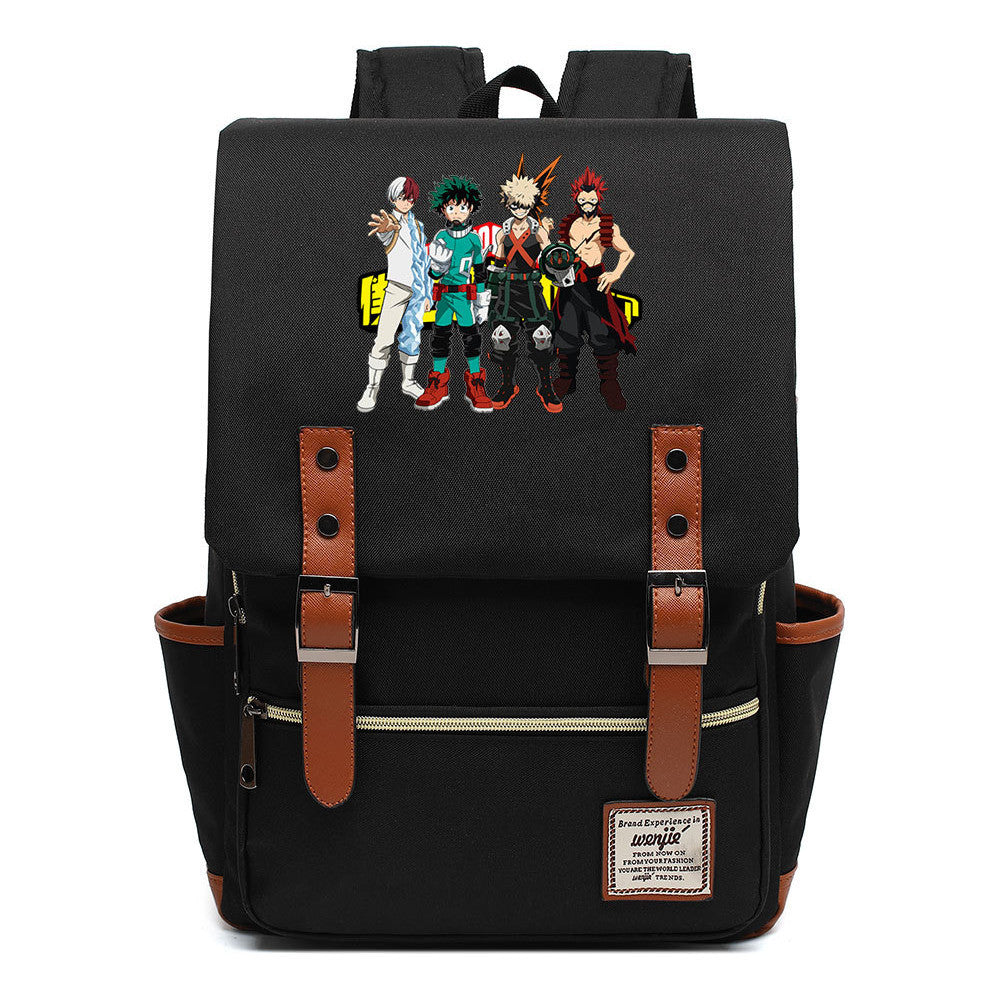 Anime My Heroes Academy Printed Youth Student Backpack Men's And Women's Leisure Belt Buckle Classic Backpack