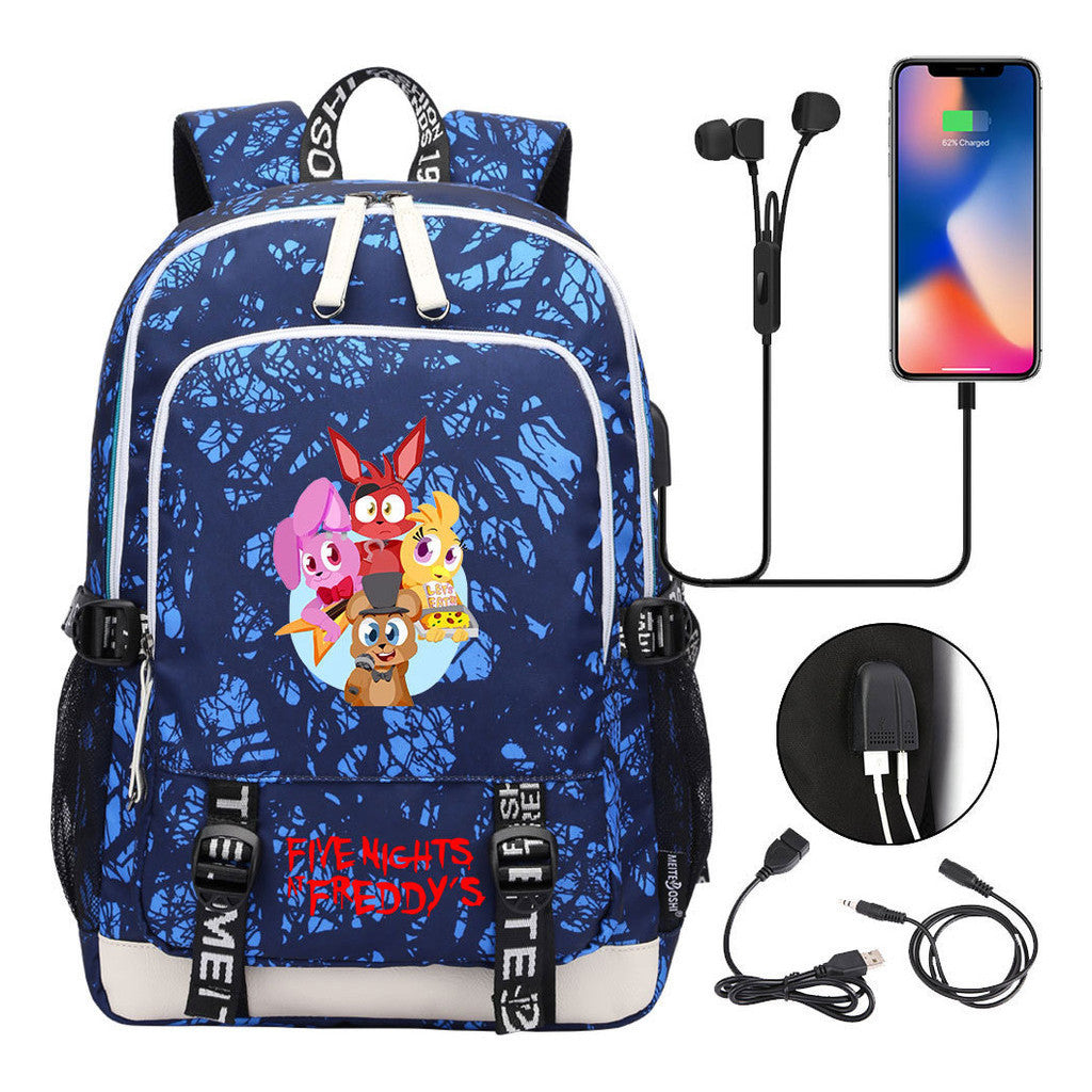Toy Bear Game Peripheral Print Usb Youth Student Backpack For Men And Women Leisure Backpack