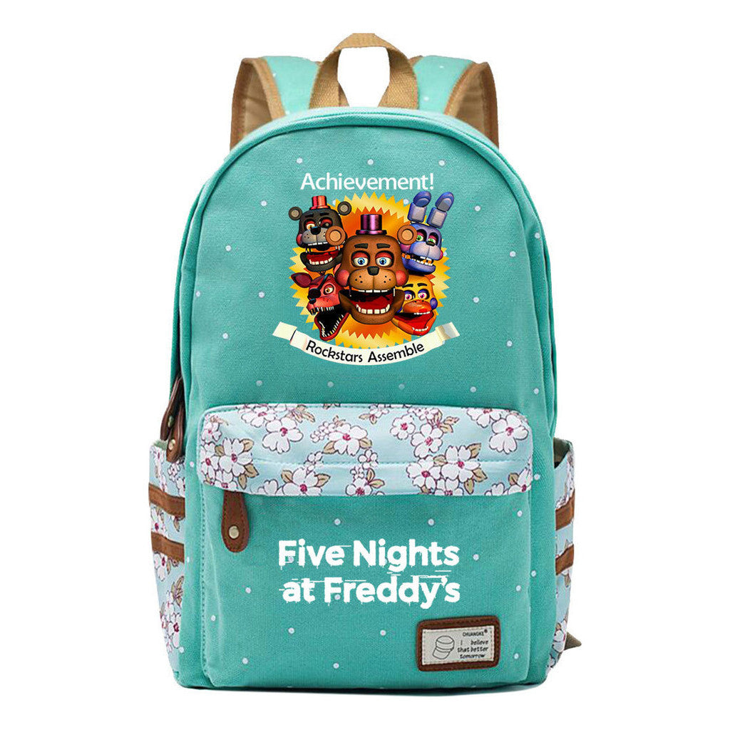 Toy Bear Game, Fashionable Print, Teenage Girl Student Backpack, Casual Canvas Backpack