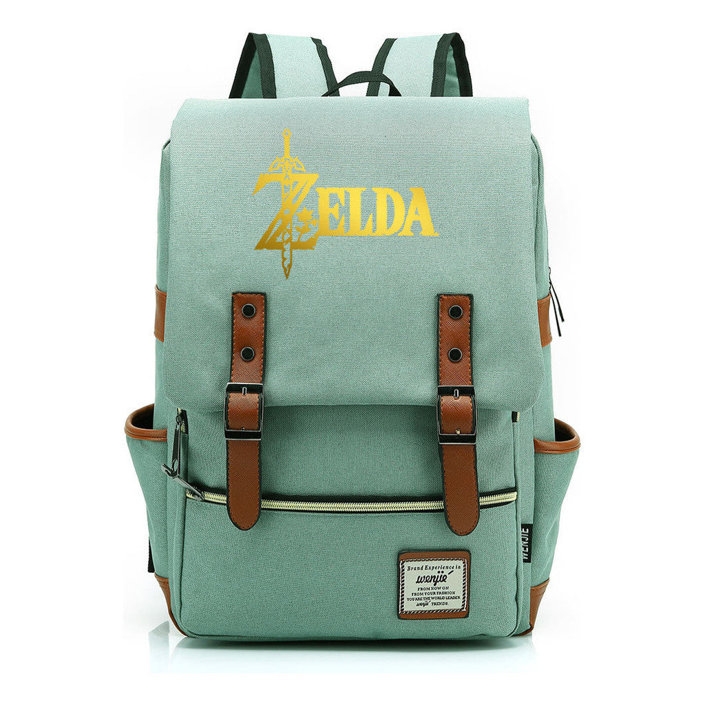 Golden Game Zelda Printed Youth Student Backpack For Men And Women, Casual Belt Buckle, Classic Backpack