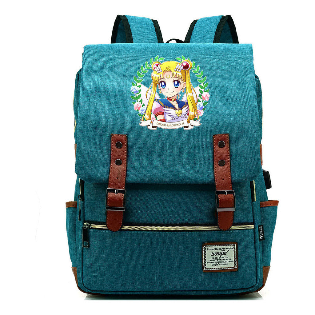 Beautiful Girl Warrior Youth Student School Bag Usb Men's And Women's Leisure Backpack