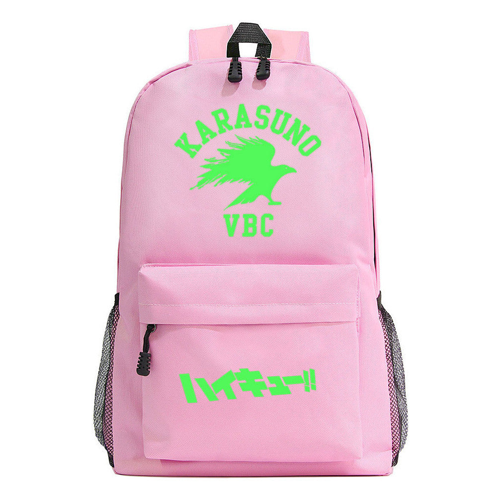 Green Night Light Fashion Volleyball Youth Flying Heart Print Youth Student School Bag Men's And Women's Leisure Backpack