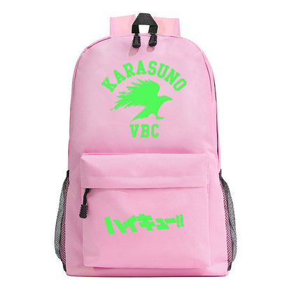 Green Night Light Fashion Volleyball Youth Flying Heart Print Youth Student School Bag Men's And Women's Leisure Backpack