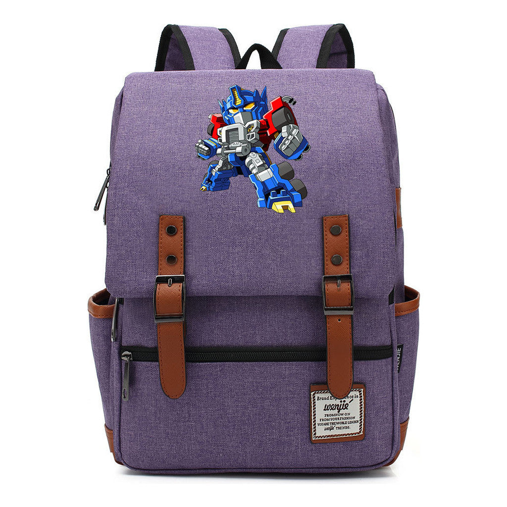 Transformed Mecha Printed Student Backpack For Men And Women's Leisure Backpack