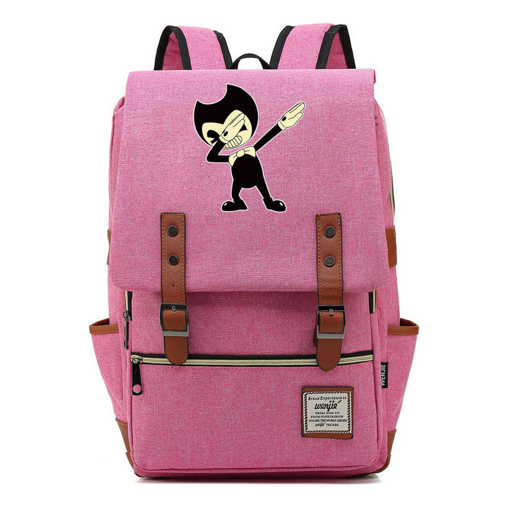Printed Teenage Student Backpack For Men And Women With Casual Belt Buckle Classic Backpack