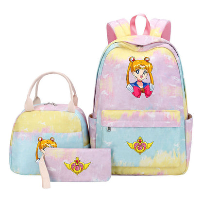 Beautiful Girl Warrior Teenage Girls Backpack Lunch Bag Three Piece Set With Backpack Cover