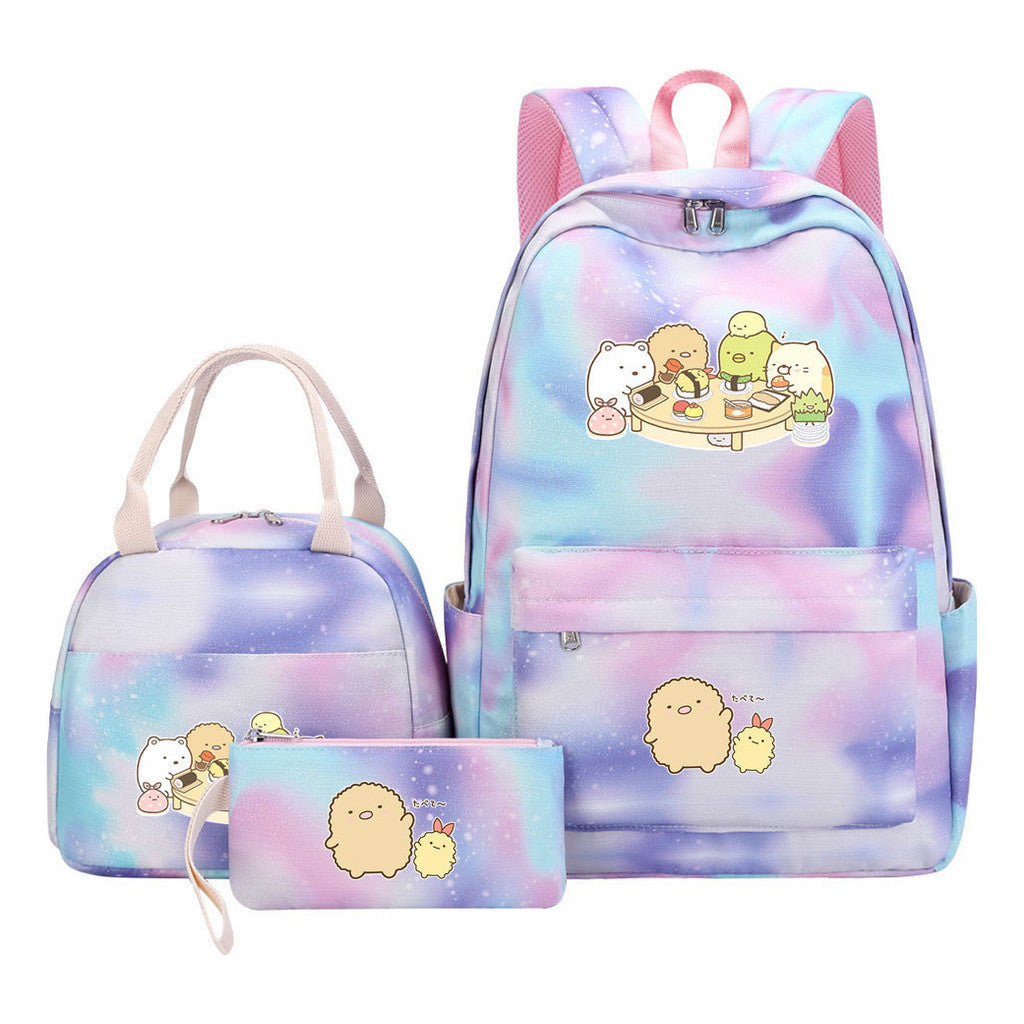 Game Corner Biology Youth Student Girls School Bag Lunch Bag Three Piece Set Backpack Set