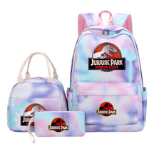 Jurassic Park Dinosaur Student Girls School Bag Lunch Bag Three Piece Set Backpack Set