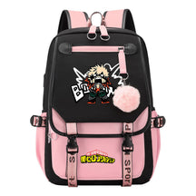 My Heroes Academy Usb Student Backpack For Boys And Girls, Casual Weaving Ribbon Flip Back Backpack