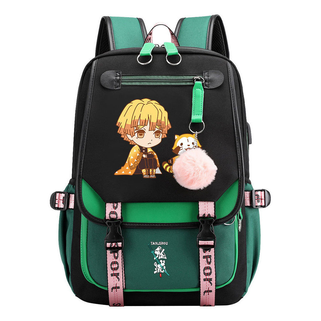 Cartoon Fashion Usb Student Backpack With Casual Woven Strap Flip Back Backpack