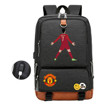 Football Star Cristiano Ronaldo Printed Usb Youth Student Backpack For Leisure Travel Backpack