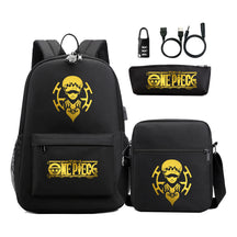 Golden Pirate King Usb Password Lock Youth Student Backpack Set Of Three Pieces, Men's And Women's Backpack Set