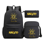 Golden Anime Naruto Starry Sky Youth Student School Bag Three Piece Set For Boys And Girls Backpack Set