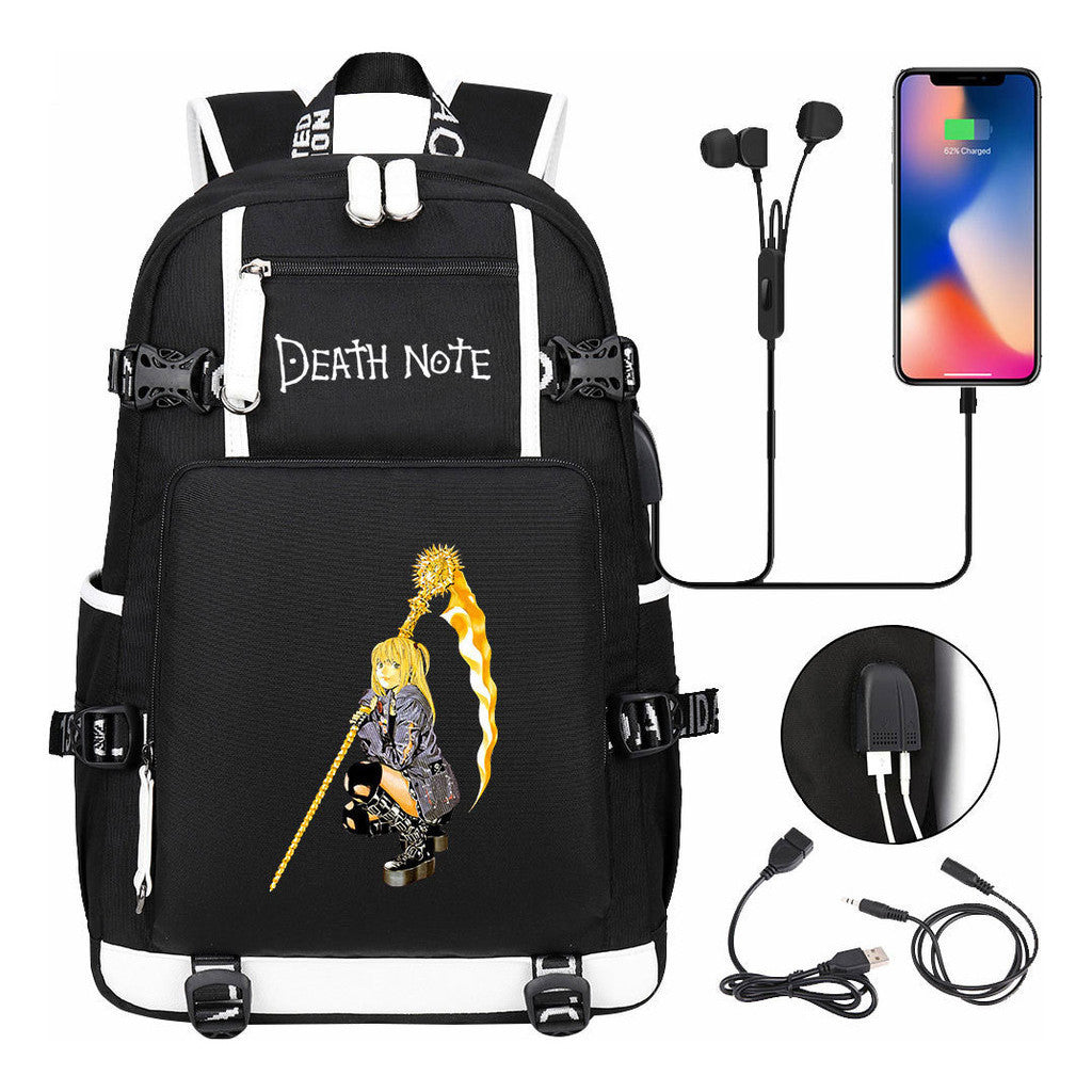 Death Note Usb Large Capacity Youth Student Backpack Men's And Women's Leisure Travel Backpack