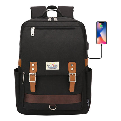 Printed Teenage Student Backpack For Men And Women With Casual Belt Buckle Usb Backpack