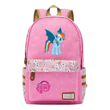 Pony Unicorn Youth Student School Bag Fragmented Canvas Girl Backpack