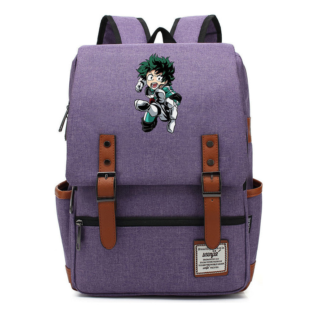 Anime My Heroes Academy Printed Youth Student Backpack Men's And Women's Leisure Belt Buckle Classic Backpack