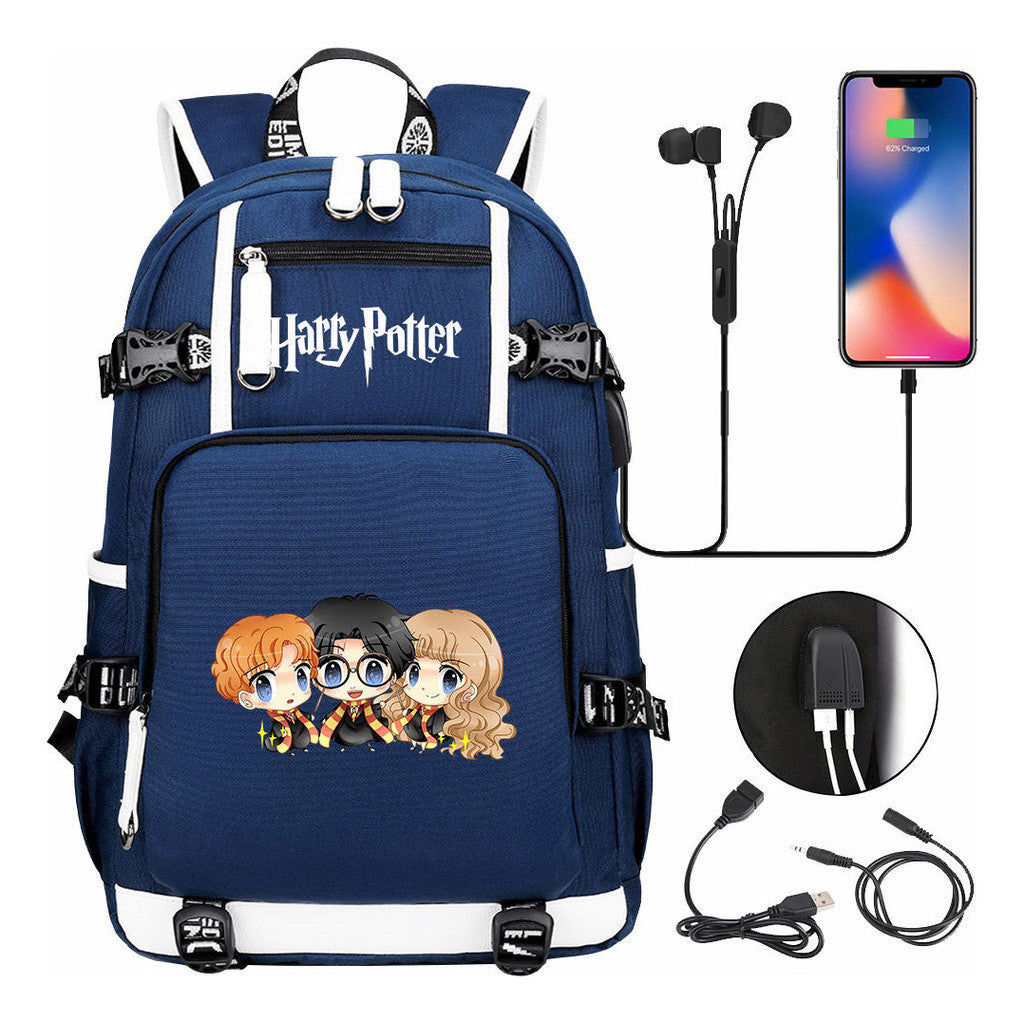 School Of Witchcraft And Wizardry Usb Earphones, Youth Student Backpacks, Leisure Travel Backpacks