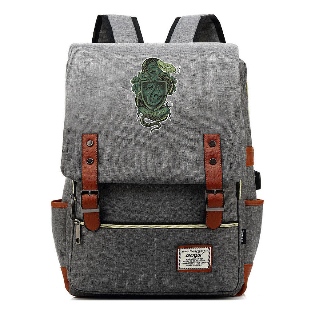 School Of Witchcraft And Wizardry Youth Student Backpack Usb Leisure Belt Buckle Backpack