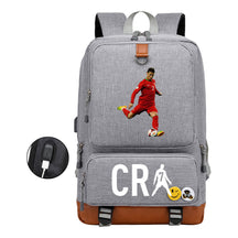 Football Star Cristiano Ronaldo Printed Usb Youth Primary And Secondary School Backpack For Boys And Girls Leisure Travel Backpack