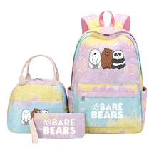 Cartoon Cute Three Bears Youth Student Girls School Bag Lunch Bag Three Piece Set Backpack Set