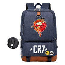 Football Star Cristiano Ronaldo Printed Usb Youth Primary And Secondary School Backpack For Boys And Girls Leisure Travel Backpack