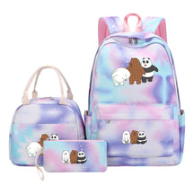Cartoon Cute Three Cheap Bears Youth Student Girls School Bag Lunch Bag Three Piece Set Backpack Set