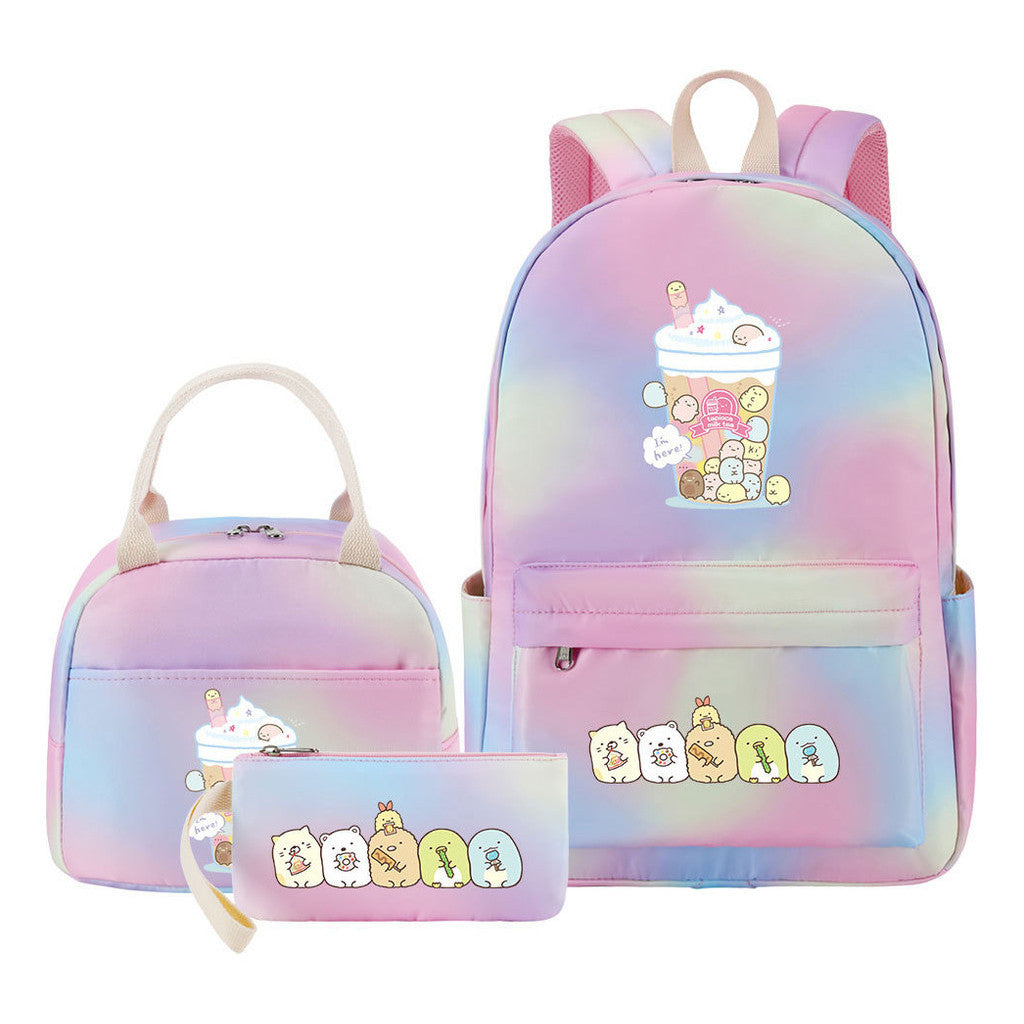 Game Corner Biology Youth Student Girls School Bag Lunch Bag Three Piece Set Backpack Set
