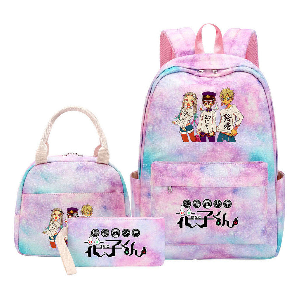 Ground Bound Youth Huazijun Student Girls School Bag Lunch Bag Three Piece Set Backpack Set