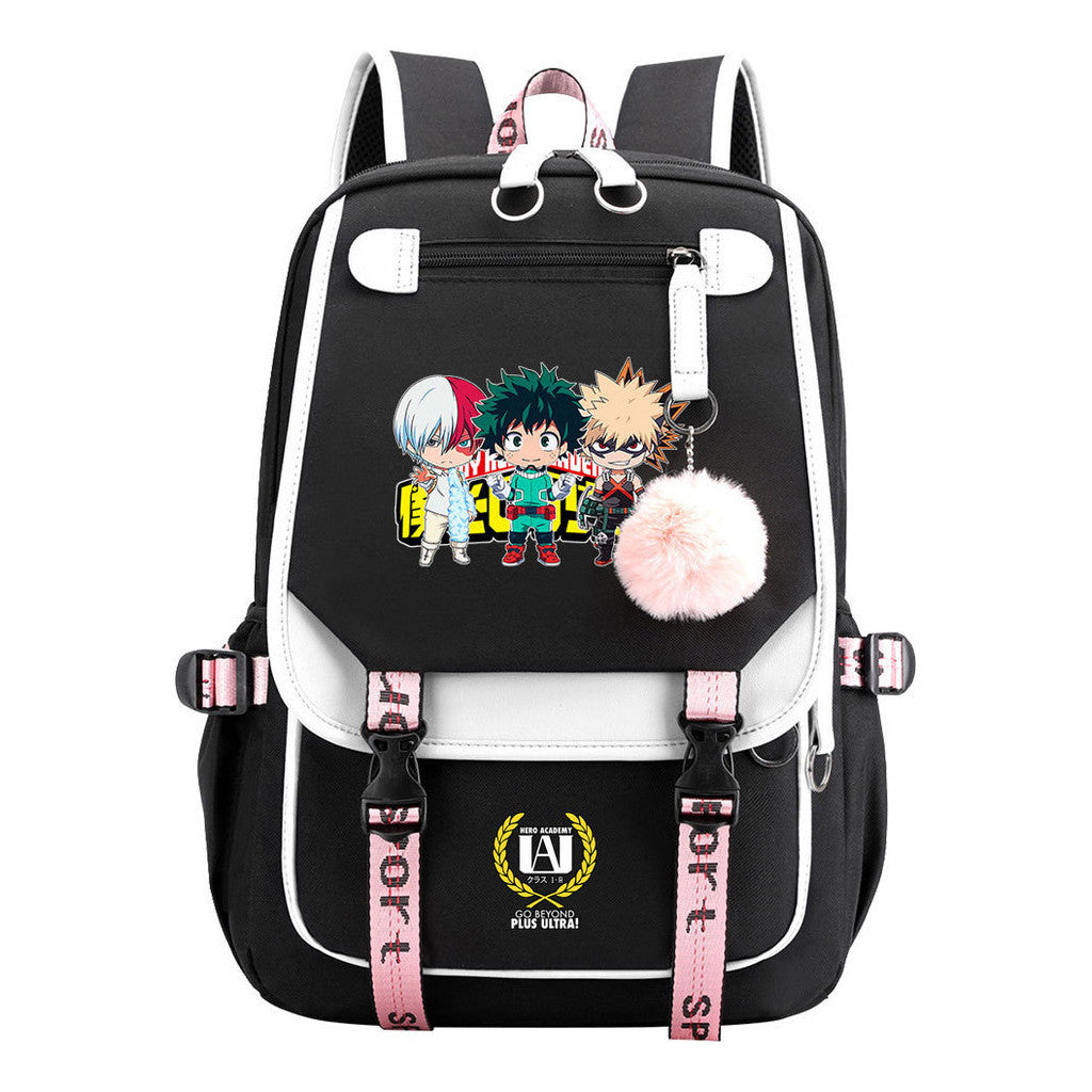 My Heroes Academy Usb Student Backpack, Casual Woven Strap Flip Back Backpack
