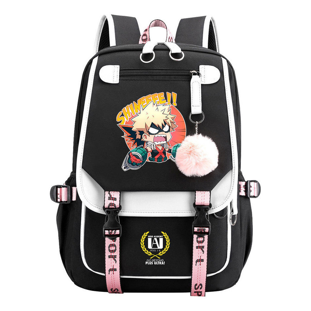 My Heroes Academy Usb Student Backpack, Casual Woven Strap Flip Back Backpack