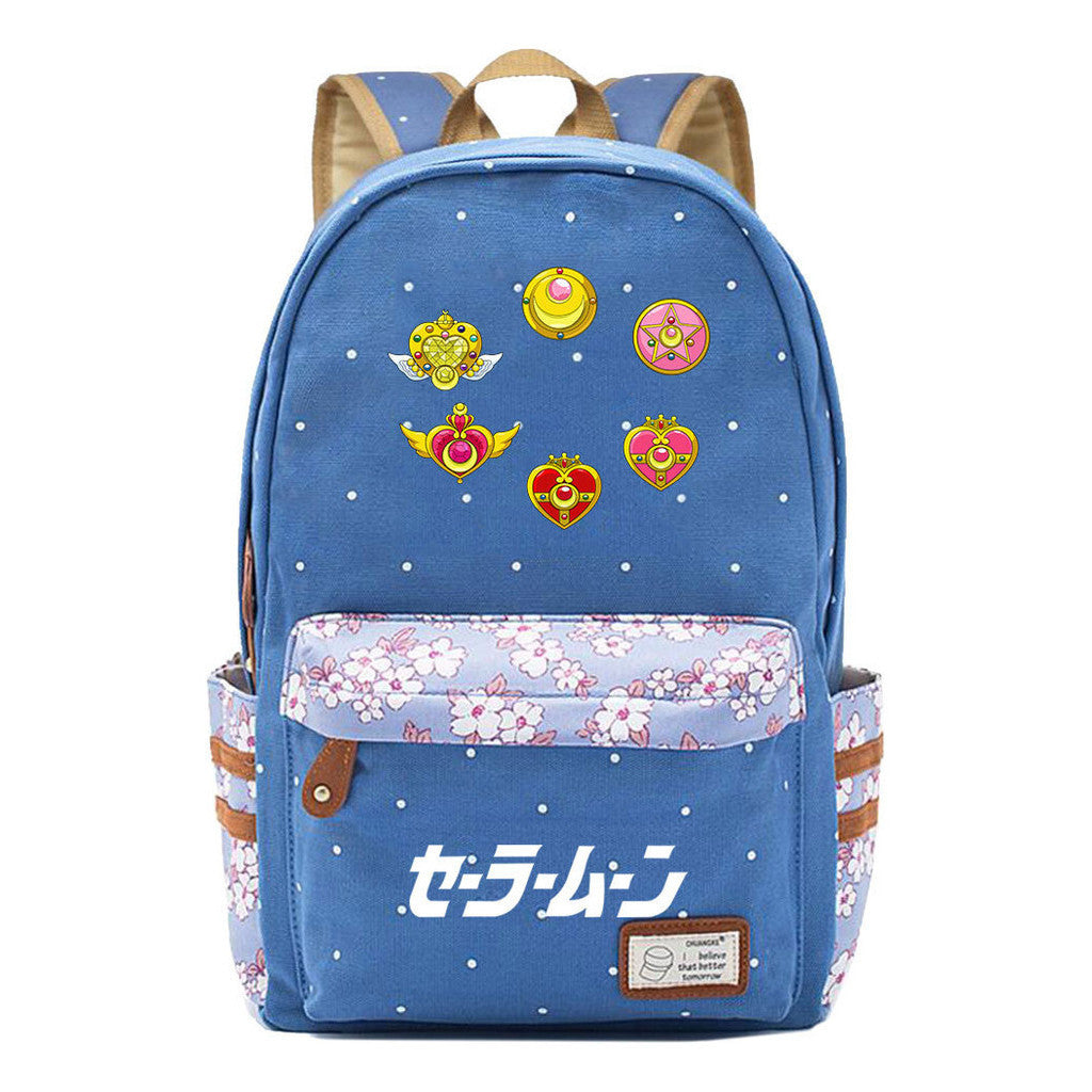 Anime Beauty Girl Warrior Student School Bag Fragmented Flower Boy's And Girl's Leisure Backpack