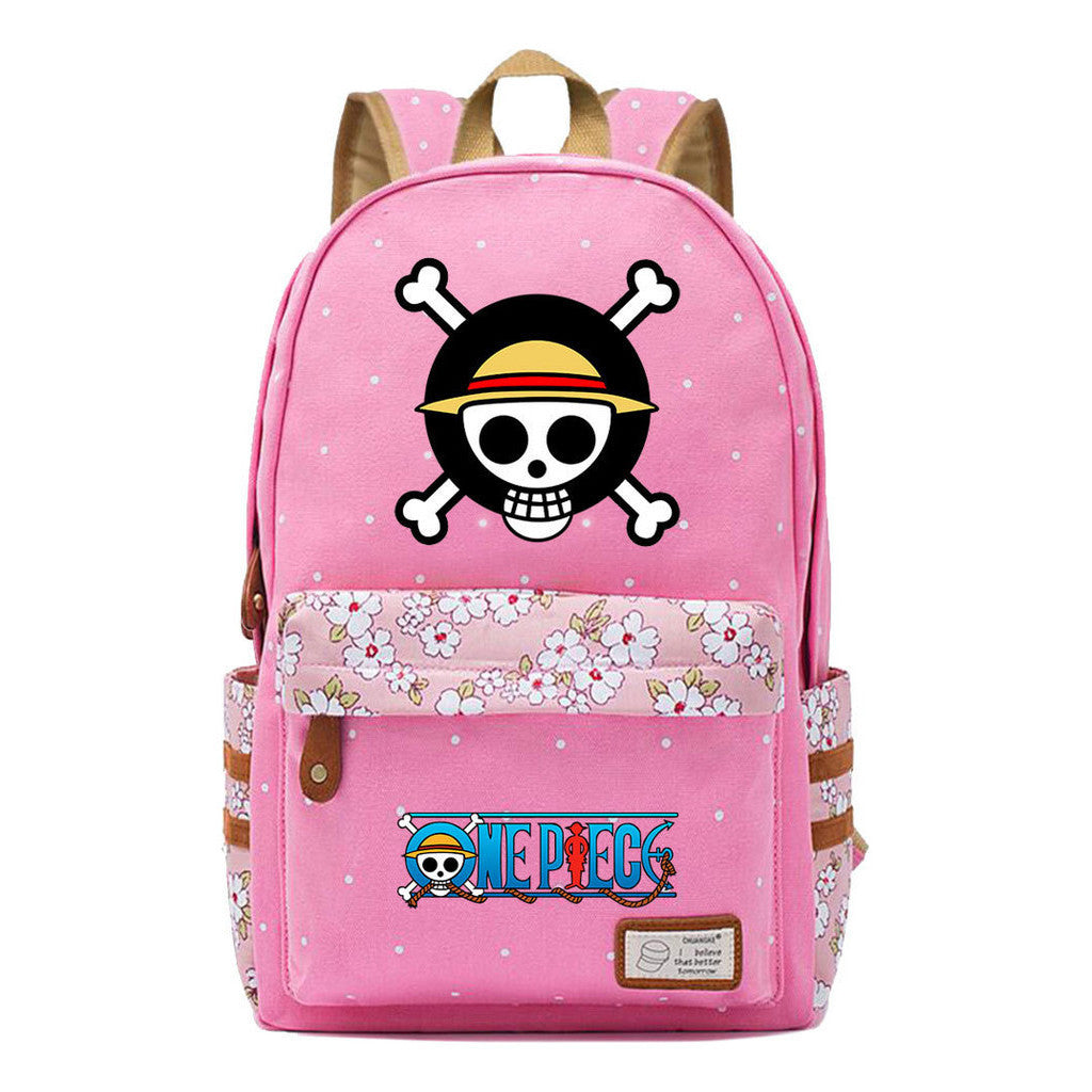 Anime Pirate King Lufei Printed Student School Bag Fragmented Flower Leisure Backpack