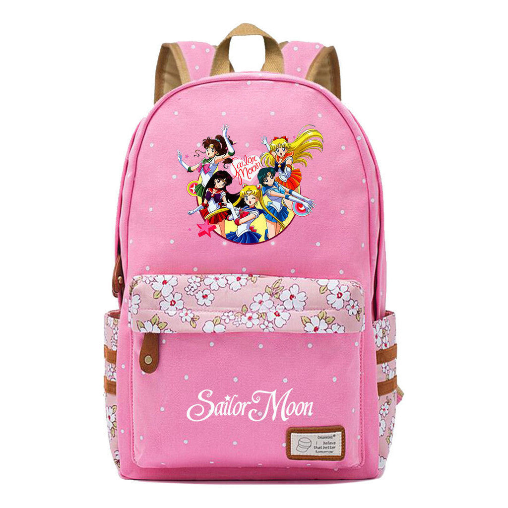 Anime Surrounding Beauty Girl Warrior Youth Student School Bag Fragmented Flower Boy's And Girl's Leisure Backpack