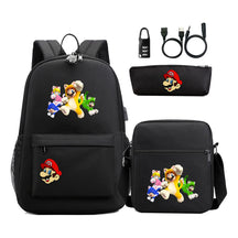 Super Mario Usb Password Lock Youth Student Backpack 3-piece Set For Men And Women Backpacks